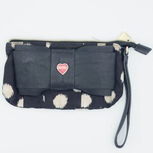 Betsey Johnson Black and White Polka Dot bow Wristlet